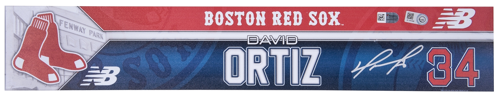 2016 David Ortiz Game Used & Signed Locker Name Plate Used On August 31st (Fanatics & MLB Authentication)